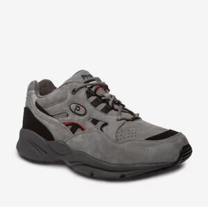 Propet Men’s Stability Walker gray and black Nubuck leather walking shoe. Size 7